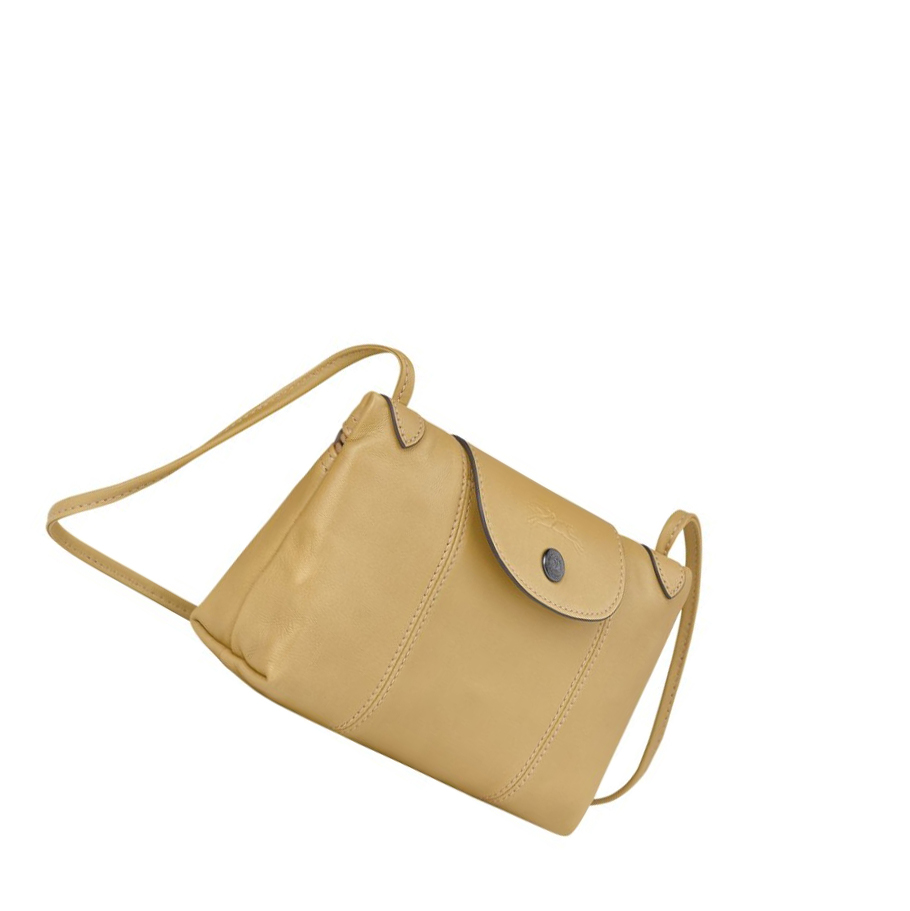 Bolsos Cruzados Longchamp Le Pliage Cuir Mujer Beige | ES-SLQW620