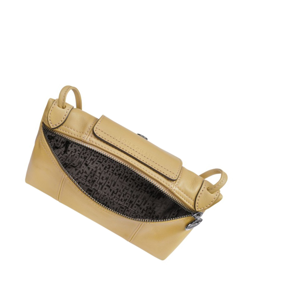 Bolsos Cruzados Longchamp Le Pliage Cuir Mujer Beige | ES-SLQW620