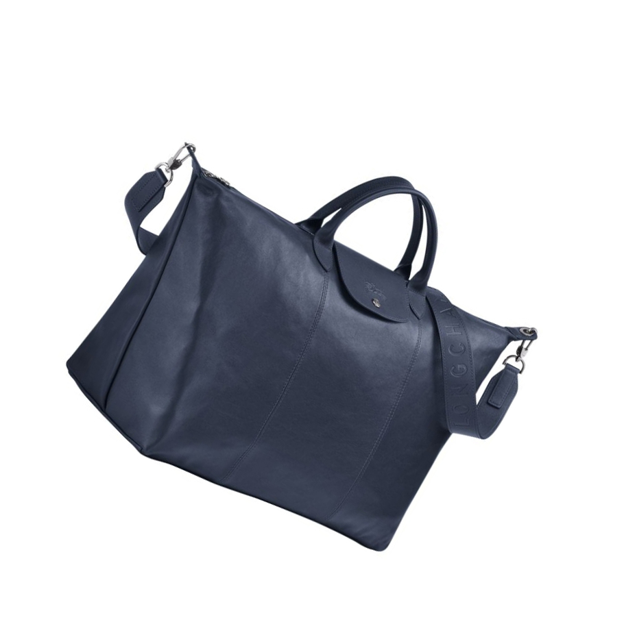 Bolsos De Viaje Longchamp Le Pliage Cuir L Mujer Azul Marino | ES-PHDS305