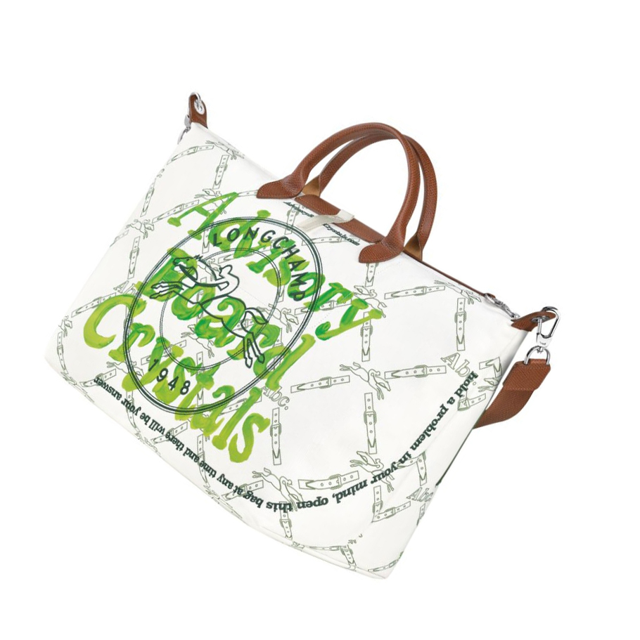 Bolsos De Viaje Longchamp X Abc Highart For Hs Mujer Blancas Verde | ES-JZAM438
