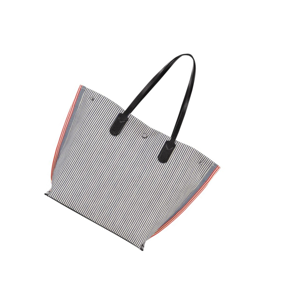 Bolsos Shopper Longchamp Roseau Essential Rayé L Mujer Azul Marino | ES-XNBD614
