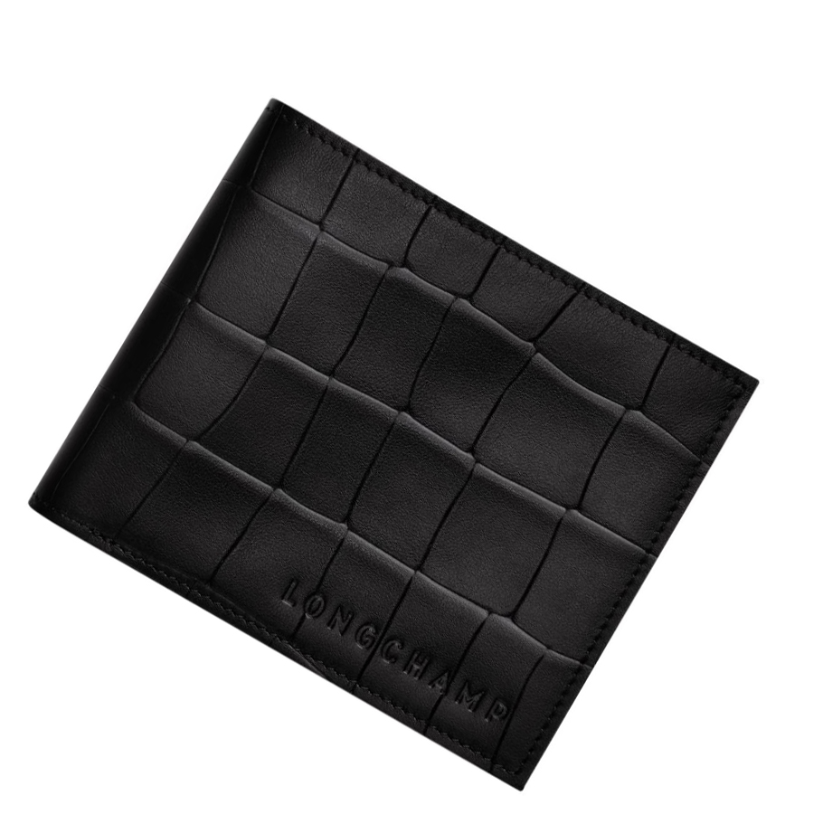 Carteras Longchamp Croco Block Mujer Negras | ES-KDYC652