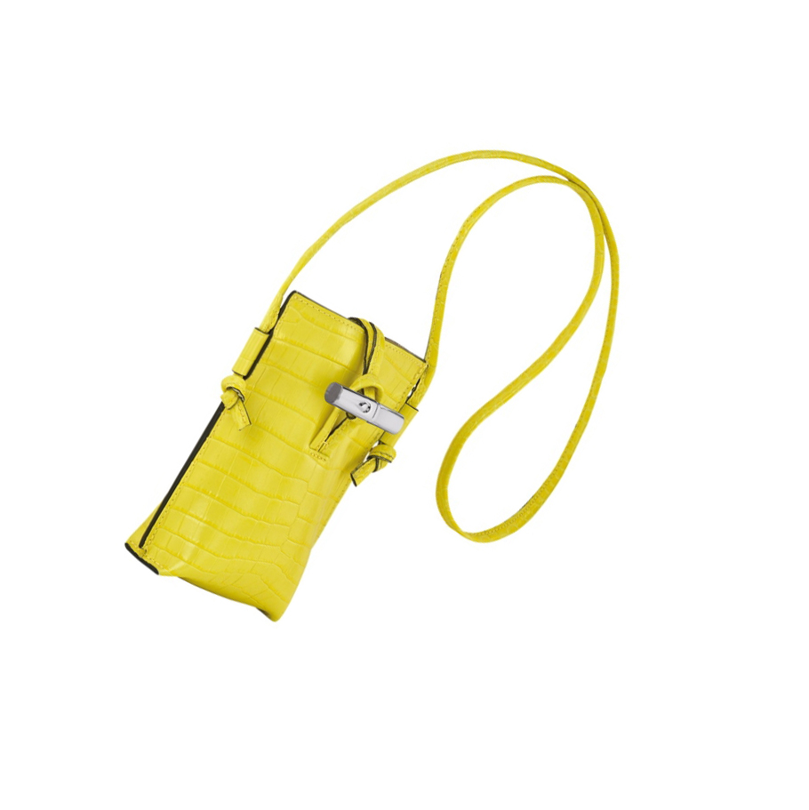 Fundas de Móvil Longchamp Roseau Croco Mujer Amarillo | ES-BIYJ930