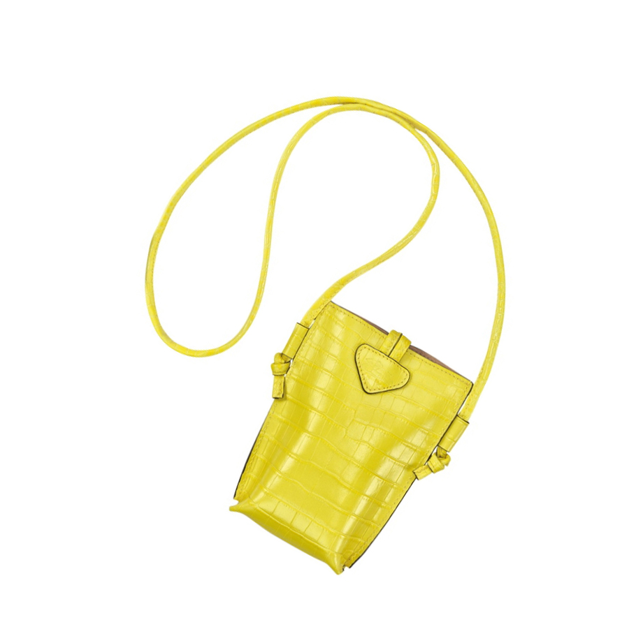 Fundas de Móvil Longchamp Roseau Croco Mujer Amarillo | ES-BIYJ930