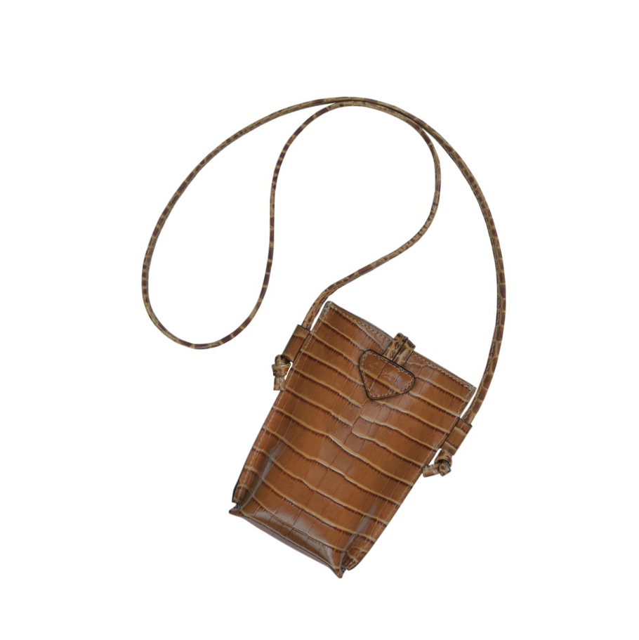 Fundas de Móvil Longchamp Roseau Croco Mujer Beige | ES-GTIW179