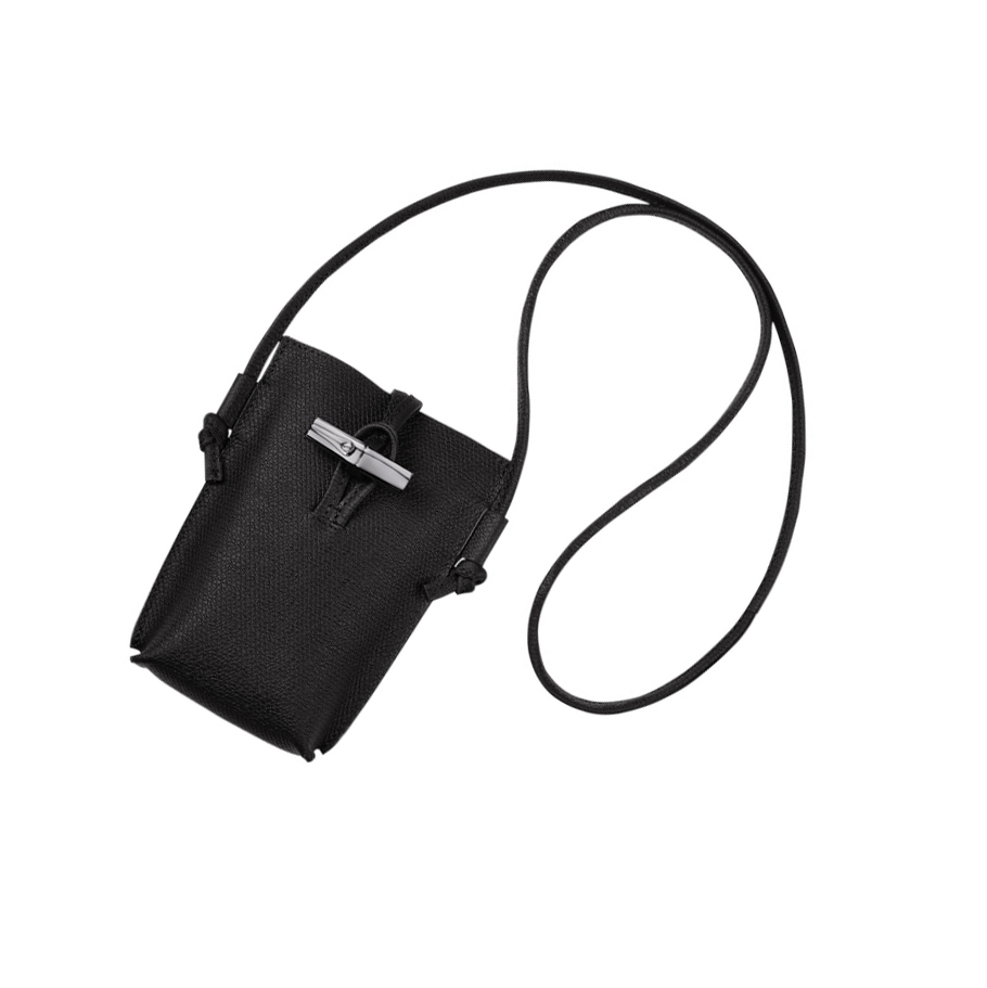 Fundas de Móvil Longchamp Roseau Mujer Negras | ES-JUNQ945
