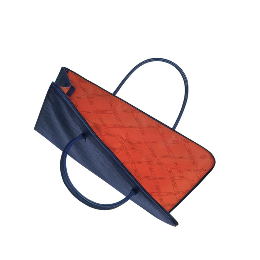 Maletín Longchamp Croco Block S Mujer Azul Marino | ES-PBNA729