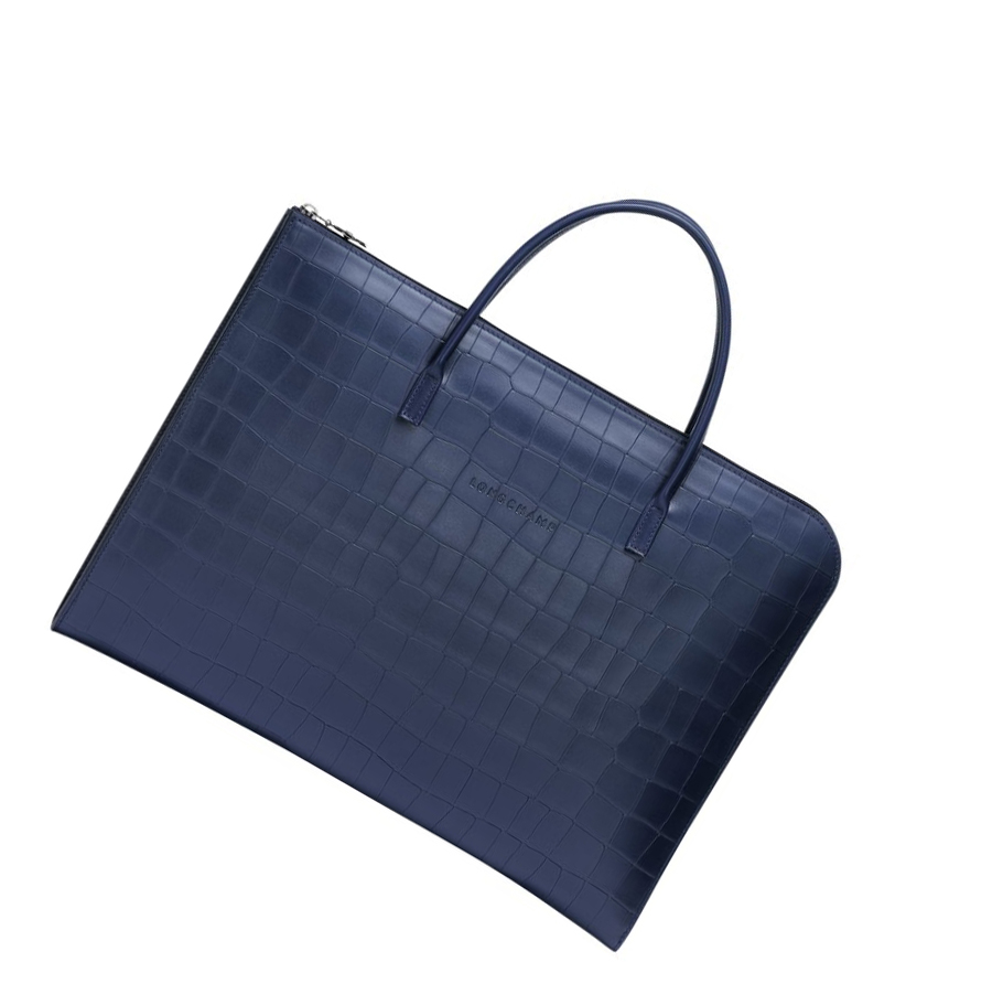 Maletín Longchamp Croco Block S Mujer Azul Marino | ES-PBNA729
