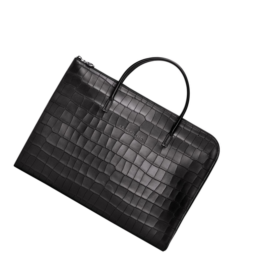 Maletín Longchamp Croco Block S Mujer Negras | ES-XGRL960