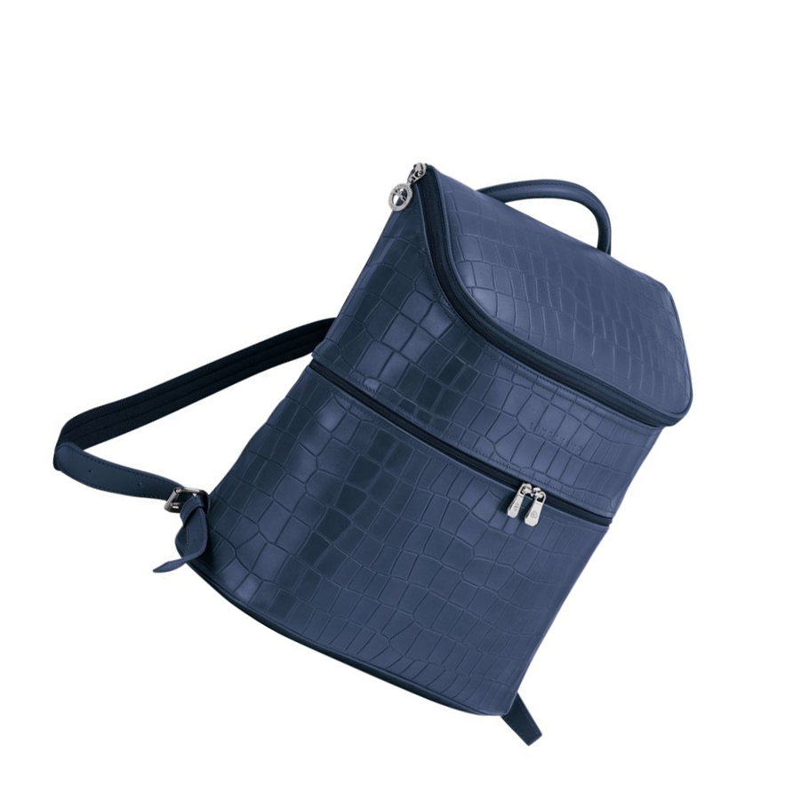 Mochilas Longchamp Croco Block Mujer Azul Marino | ES-ECUV748