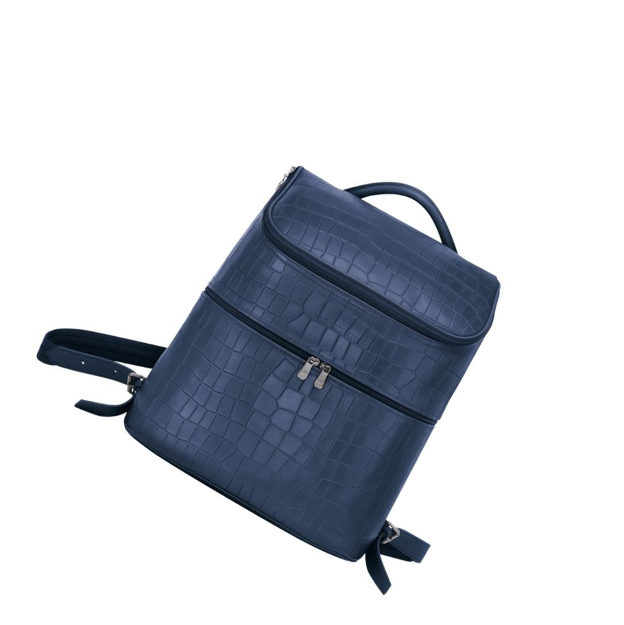 Mochilas Longchamp Croco Block Mujer Azul Marino | ES-ECUV748