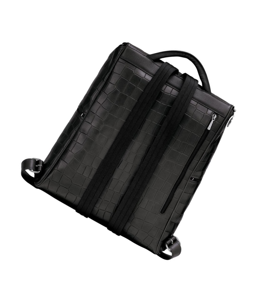 Mochilas Longchamp Croco Block Mujer Negras | ES-UVLK128