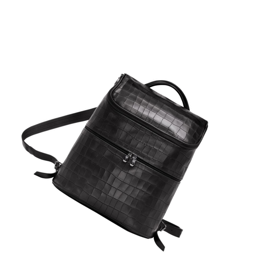 Mochilas Longchamp Croco Block Mujer Negras | ES-UVLK128