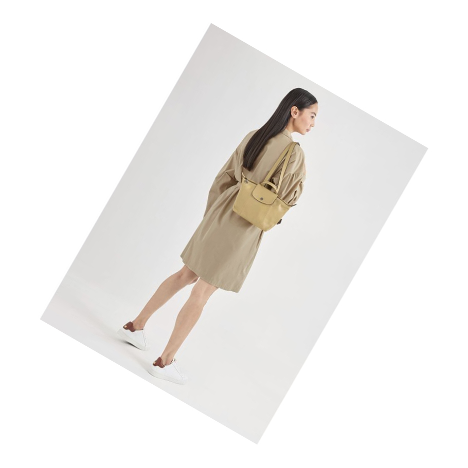 Mochilas Longchamp Le Pliage Cuir Mujer Beige | ES-FIWG163