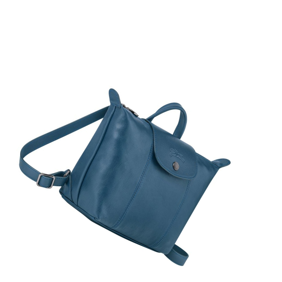Mochilas Longchamp Le Pliage Cuir Mujer Azules | ES-GZQK136