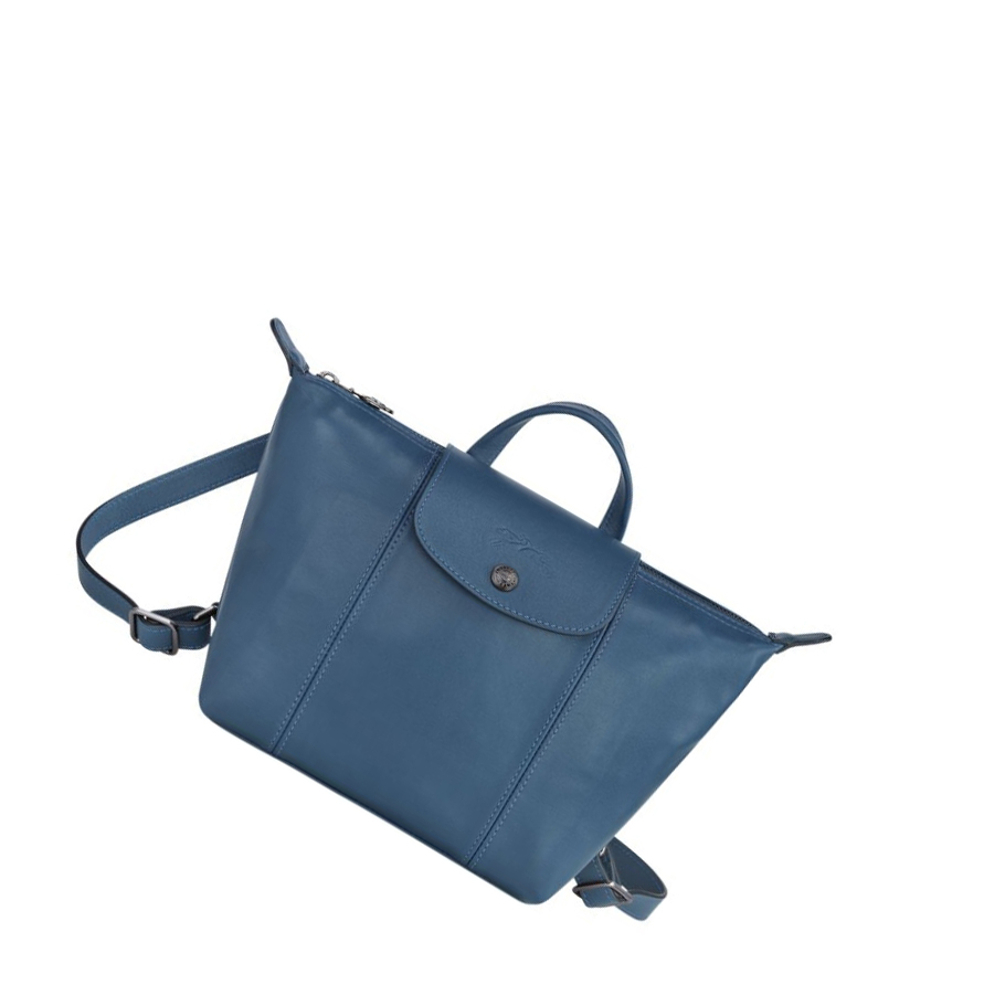 Mochilas Longchamp Le Pliage Cuir Mujer Azules | ES-GZQK136