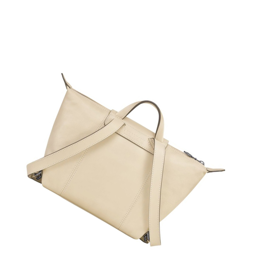 Mochilas Longchamp Le Pliage Cuir Mujer Beige | ES-KVHY708