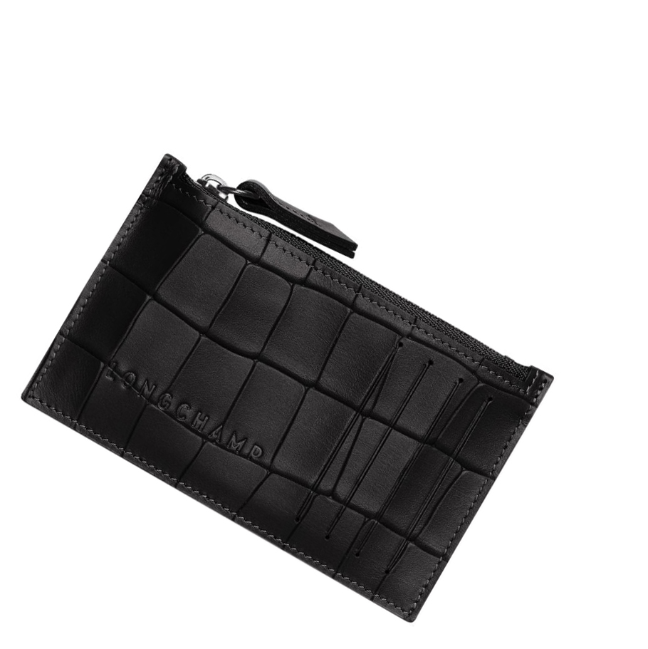 Monederos Longchamp Croco Block Mujer Negras | ES-XCOJ108