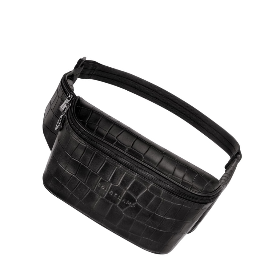 Riñonera Longchamp Croco Block Hombre Negras | ES-QFSC526