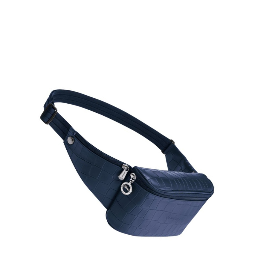 Riñonera Longchamp Croco Block Mujer Azul Marino | ES-IXKD618