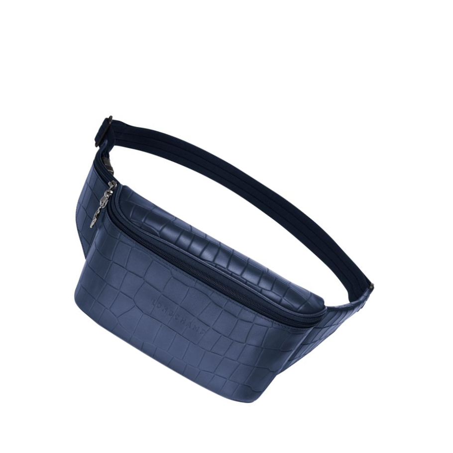 Riñonera Longchamp Croco Block Mujer Azul Marino | ES-IXKD618