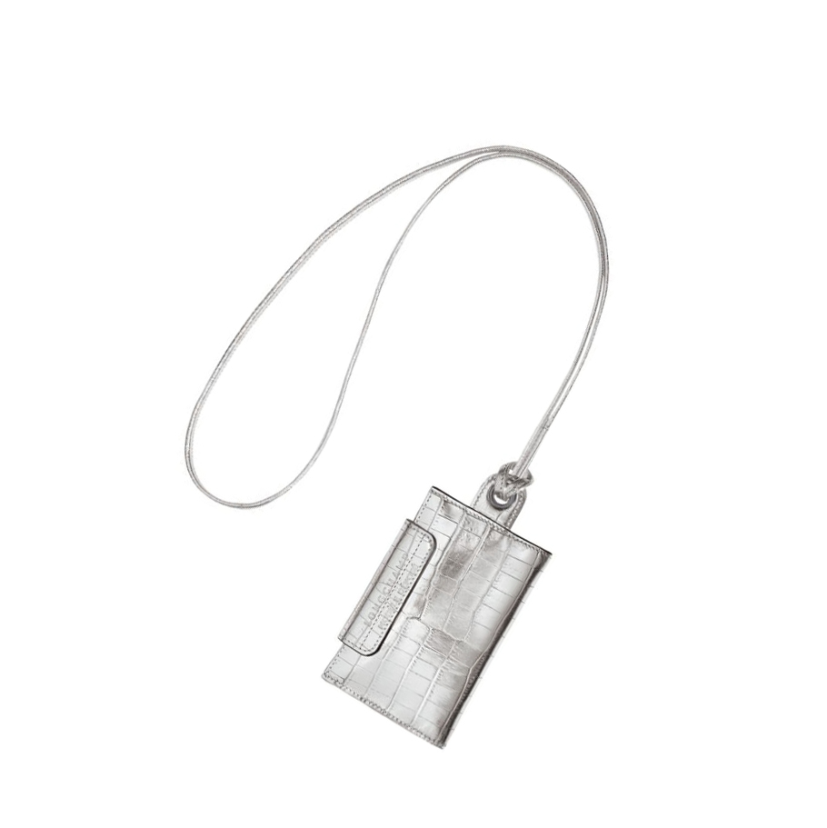 Tarjeteros Longchamp Le Pliage Cuir Croco Mujer Plateadas | ES-PQBT270