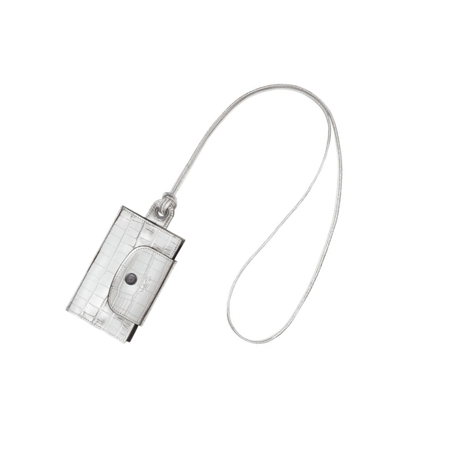 Tarjeteros Longchamp Le Pliage Cuir Croco Mujer Plateadas | ES-PQBT270