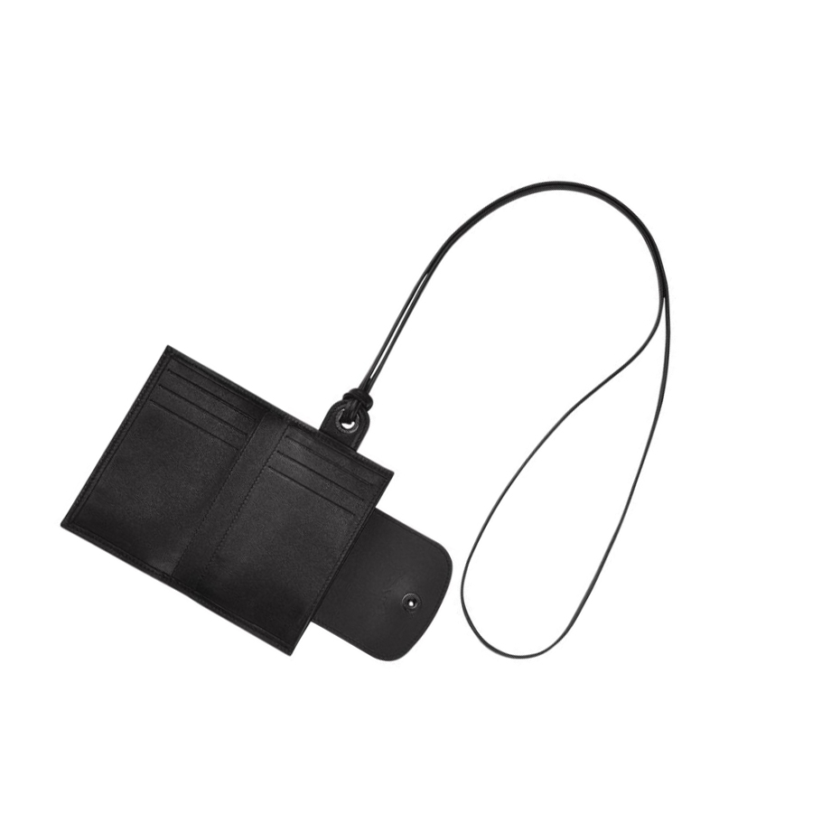 Tarjeteros Longchamp Le Pliage Cuir Mujer Negras | ES-KNLX092