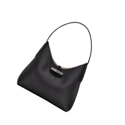 Bolsa De Hombro Longchamp Roseau M Mujer Negras | ES-EAPL947