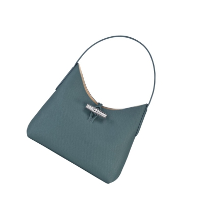 Bolsa De Hombro Longchamp Roseau M Mujer Azules | ES-KAGY768