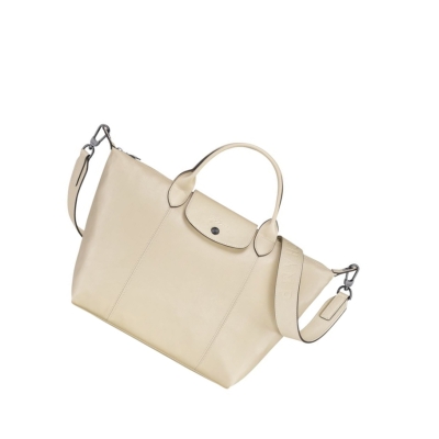 Bolsas De Mano Longchamp Le Pliage Cuir M Mujer Beige | ES-TVWY258