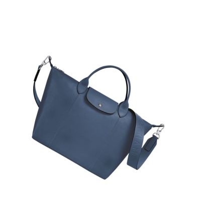 Bolsas De Mano Longchamp Le Pliage Cuir M Mujer Azules | ES-USLO120