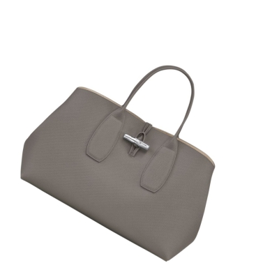 Bolsas De Mano Longchamp Roseau L Mujer Gris | ES-EJSV062