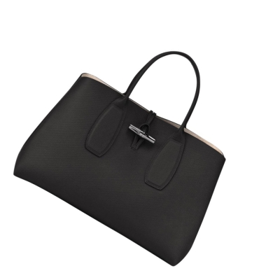 Bolsas De Mano Longchamp Roseau L Mujer Negras | ES-ZSDK143