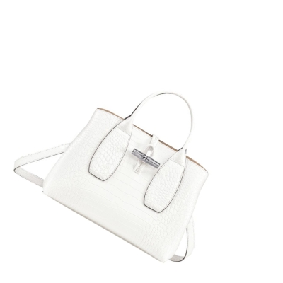 Bolsas De Mano Longchamp Roseau M Mujer Blancas | ES-DSNY356