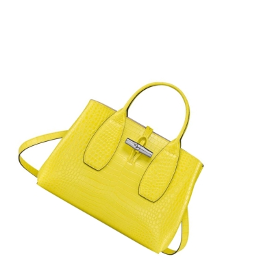Bolsas De Mano Longchamp Roseau M Mujer Amarillo | ES-FVAU298