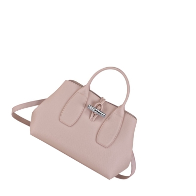 Bolsas De Mano Longchamp Roseau M Mujer Rosas Claro | ES-OJRA213