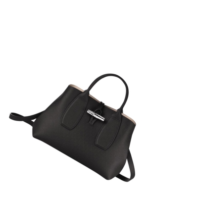 Bolsas De Mano Longchamp Roseau M Mujer Negras | ES-QBTO610