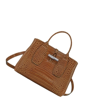 Bolsas De Mano Longchamp Roseau M Mujer Marrones | ES-VRPB950
