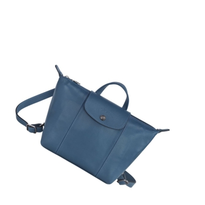 Mochilas Longchamp Le Pliage Cuir Mujer Azules | ES-GZQK136